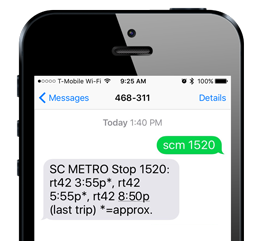 Example: Mobile phone screenshot with outgoing message to 468-311